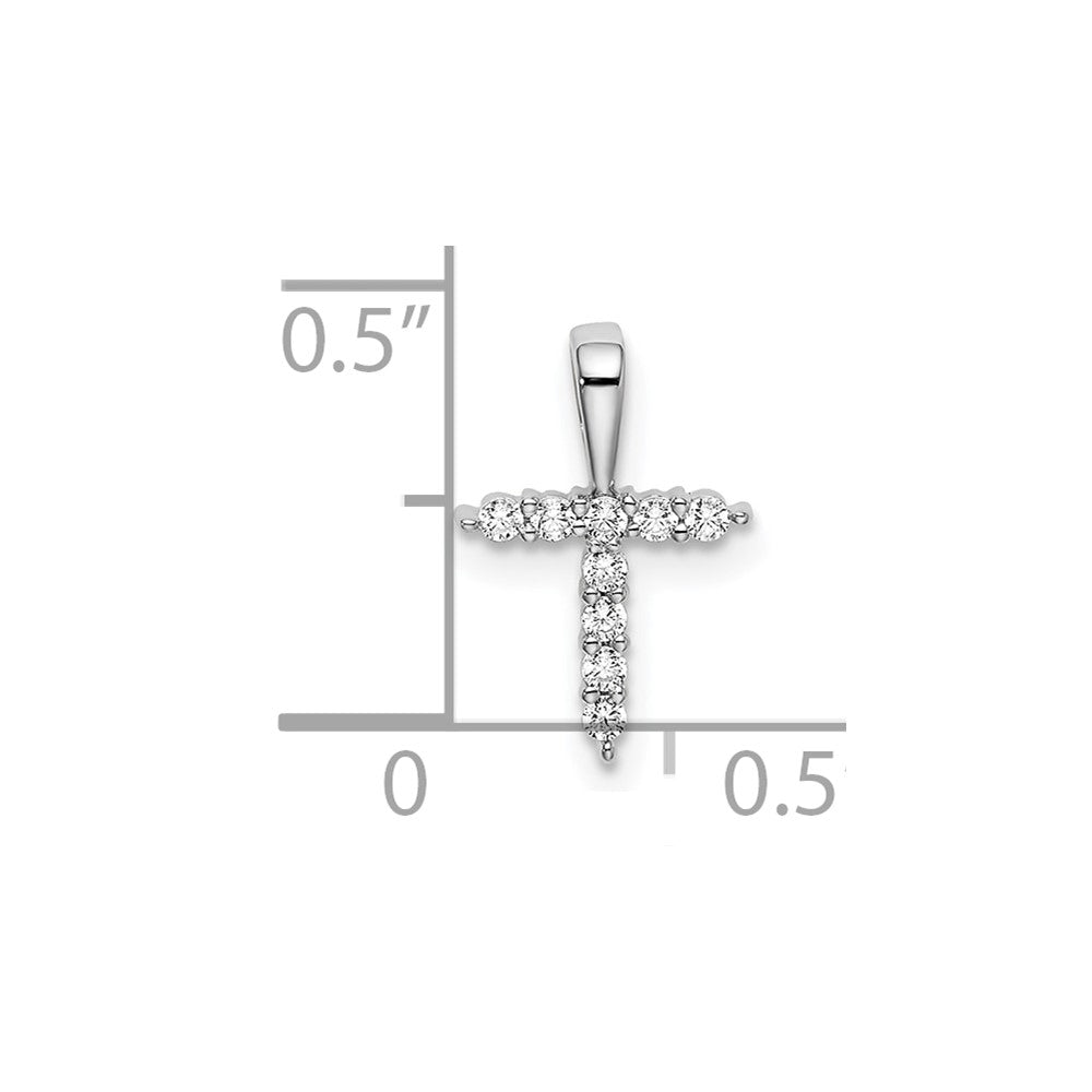 14k White Gold 1/10 carat Lab Grown Diamond VS/SI+ G+ Letter T Initial Pendant