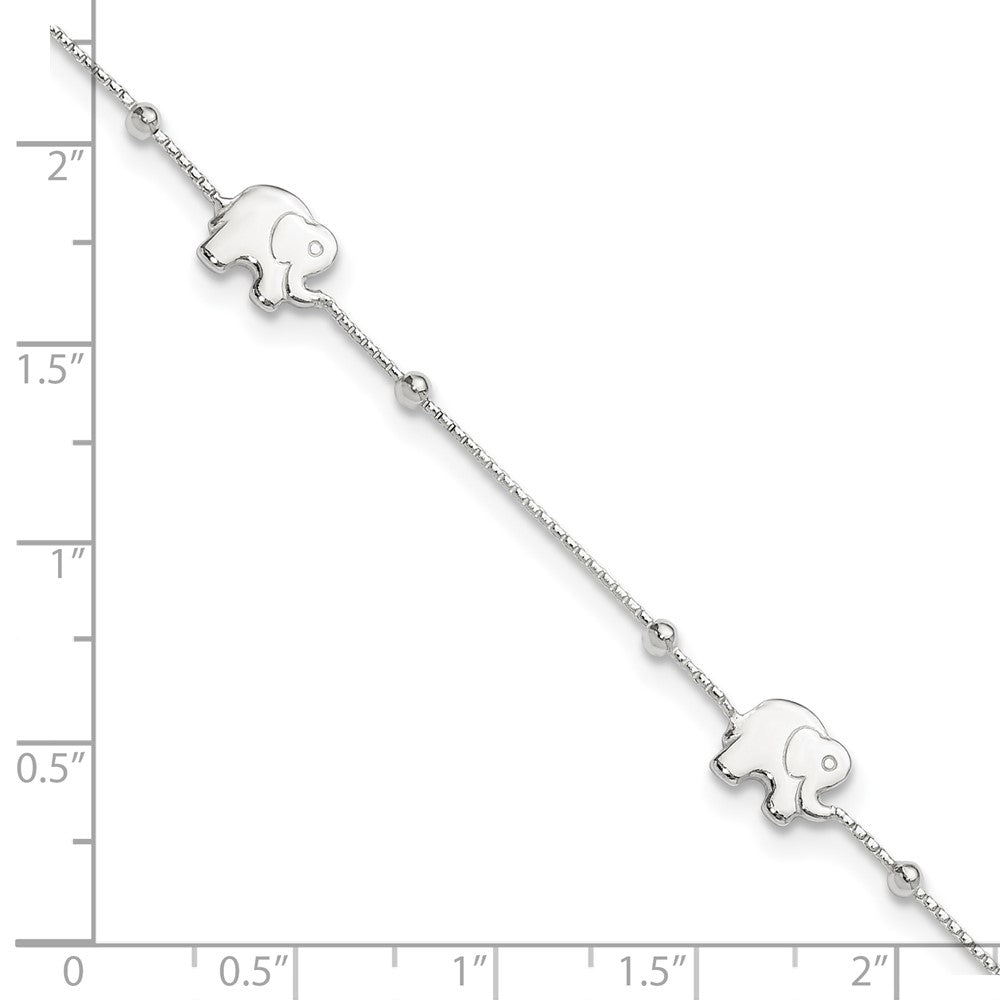 Sterling Silver Polished Elephant 10in Plus 2in Ext. Anklet