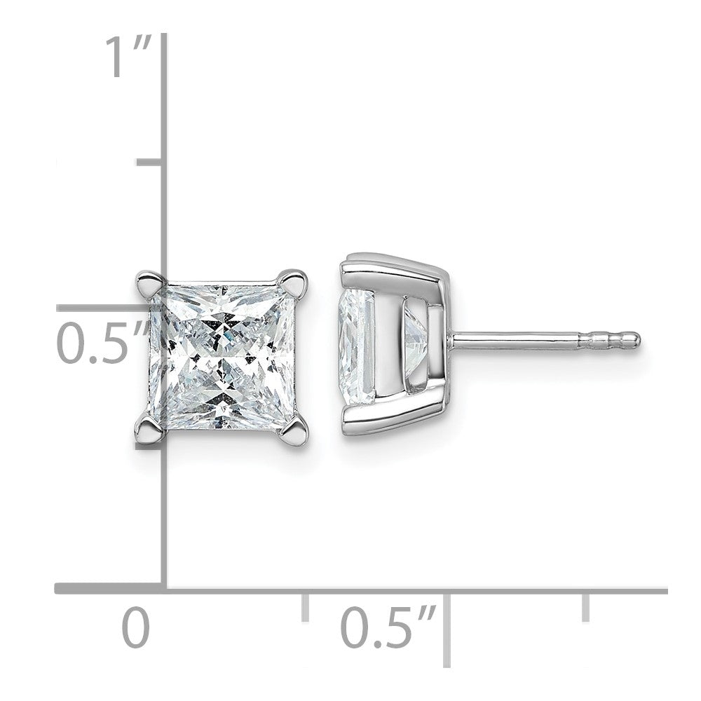 True Origin 14K White Gold 5 Carat Lab Grown Diamond VS+ F+ Princess 4-Prong Heavy Weight Complete Stud Earrings