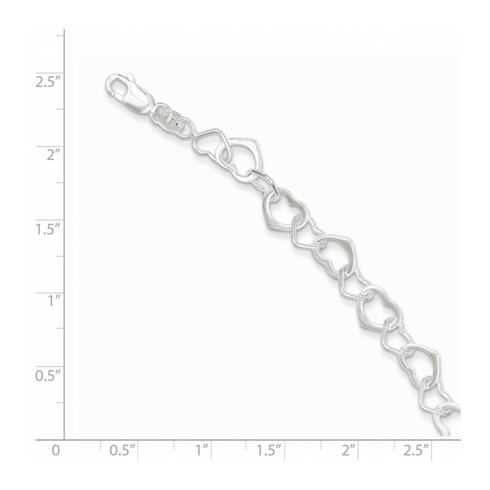 Sterling Silver Hearts Bracelet 7.5 inches