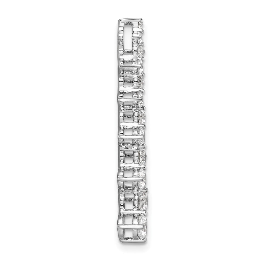 14k White Gold 1 carat Lab Grown Diamond VS/SI+ G+ Fancy Bar Chain Slide Pendant