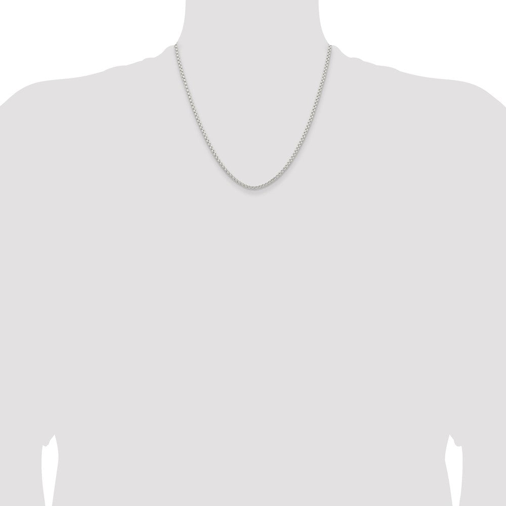 Sterling Silver 2.6mm Round Box Chain 20 Inches
