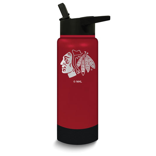 NHL Chicago Blackhawks Stainless Steel Silicone Grip 24 oz. Water Bottle