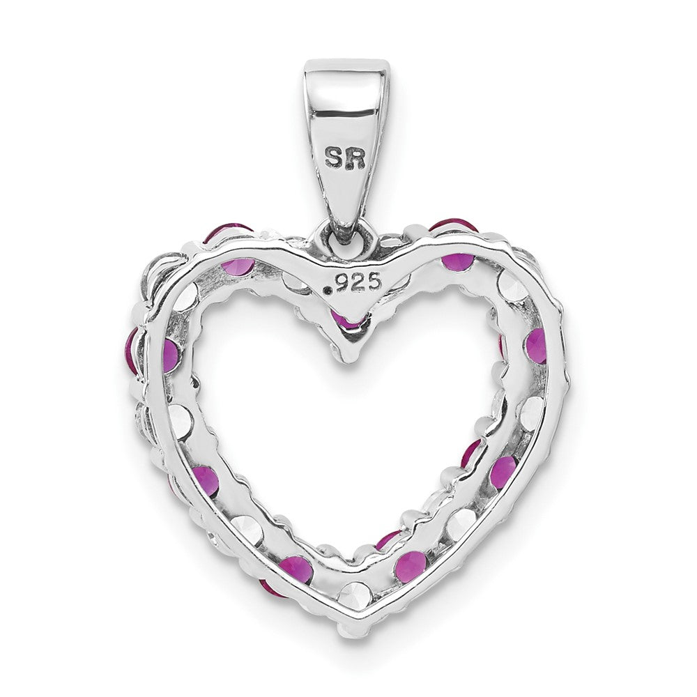 Sterling Silver Created Ruby and Created White Sapphire Heart Pendant