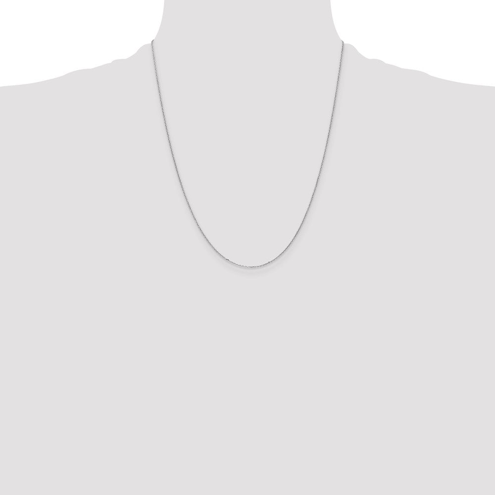 14K White Gold 22 inch .8mm Diamond-cut Cable with Lobster Clasp Chain