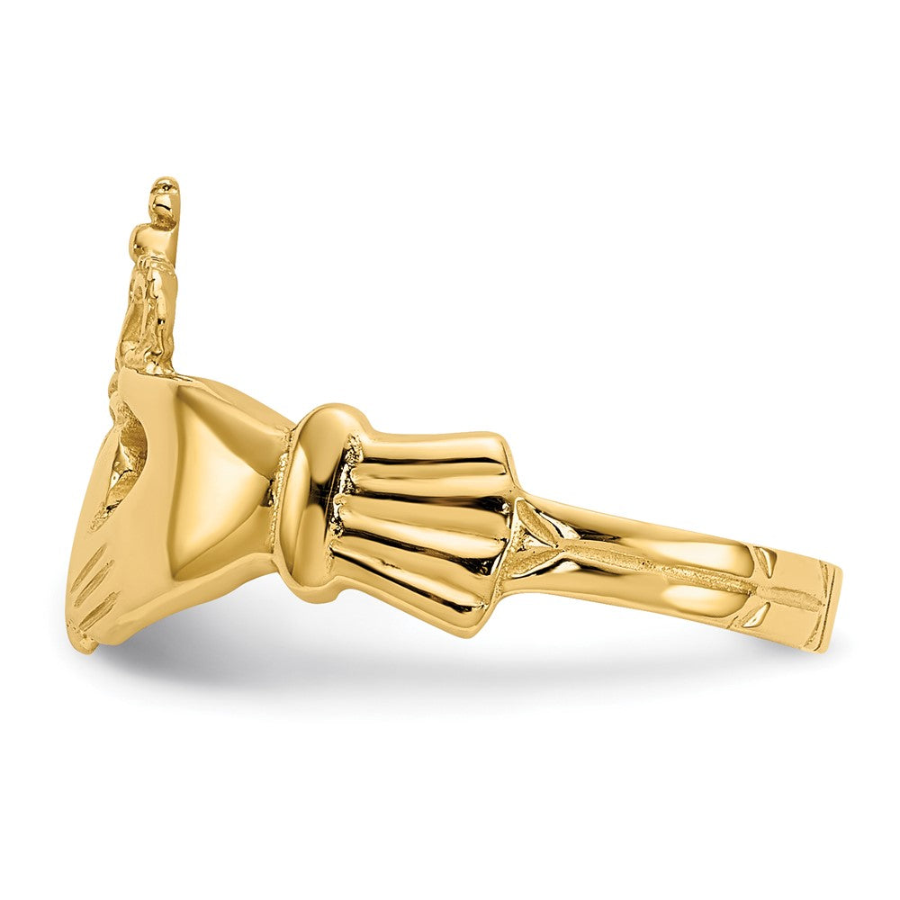 14k Polished Claddagh Ring Size 7