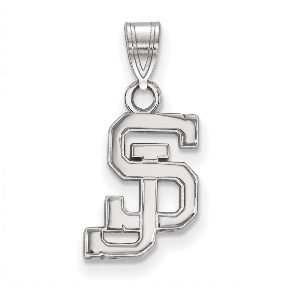Sterling Silver LogoArt Official Licensed Collegiate San Jose State University (SJSU) Small Pendant