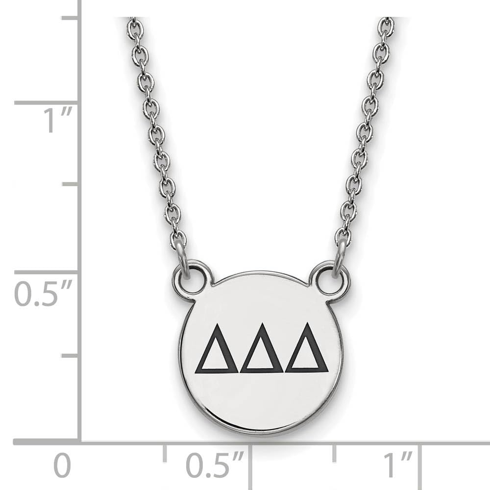 LogoArt Sterling Silver Delta Delta Delta Extra Small Enameled Pendant Necklace With 18 Inch