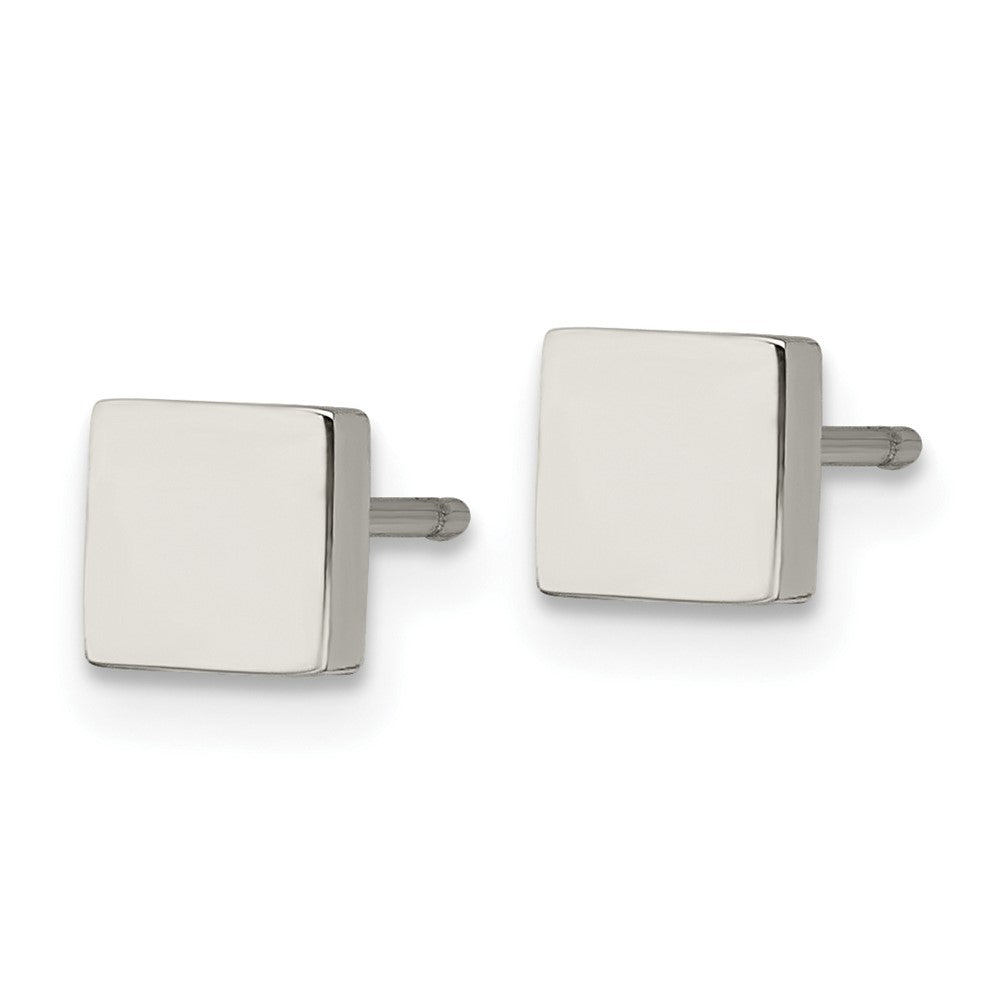 Stainless Steel Polished Square Post Earrings