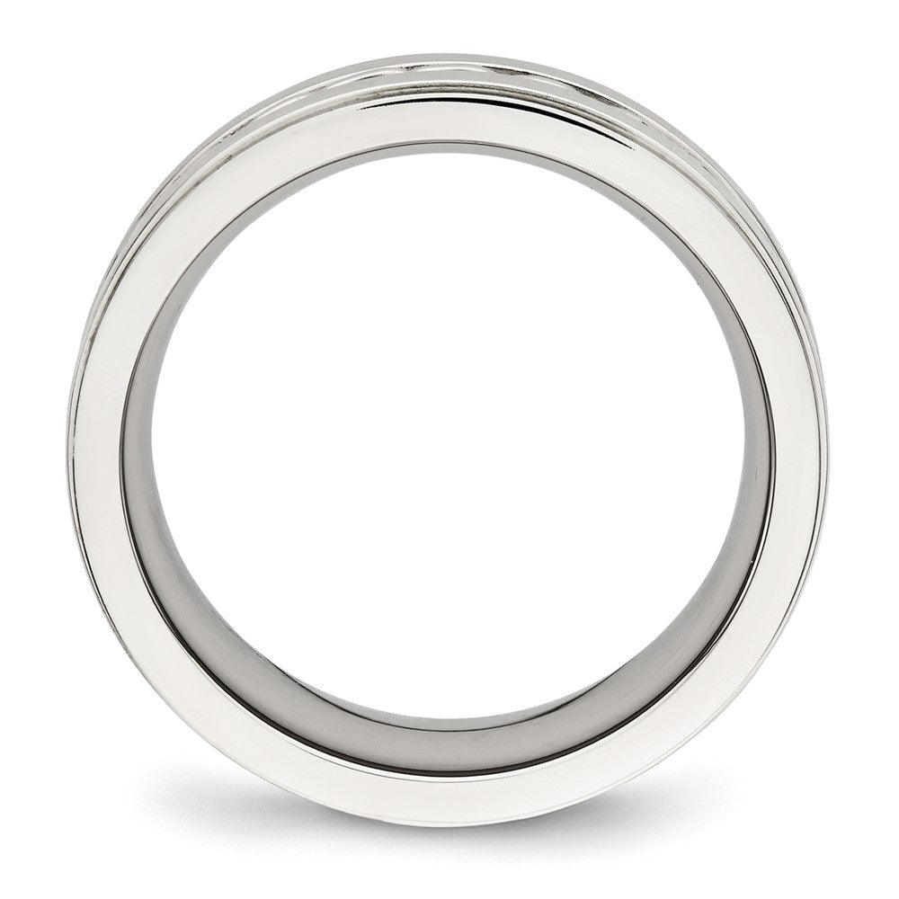 Stainless Steel Brushed and Polished Twisted 7mm Band Size - 10
