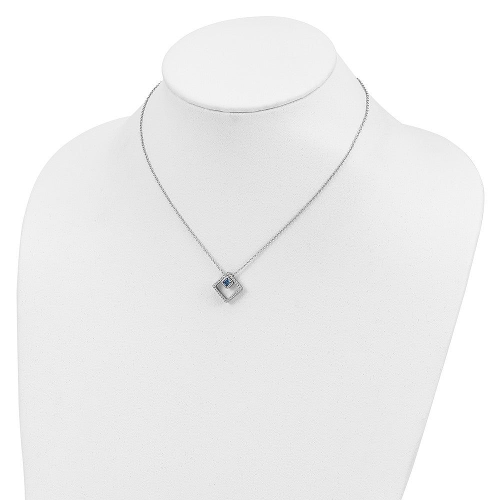 Sterling Silver RH-plated 5mm CZ and Spinel w/1in. Ext. Necklace 16 Inches