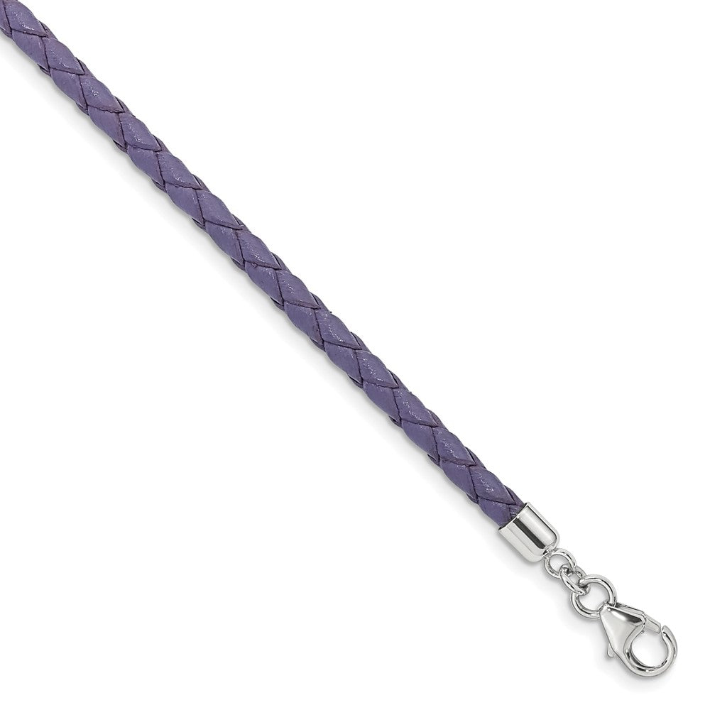 SS Reflections Purple Leather Rh-plated 14in w/2in ext Choker/Wrap Bracelet 14 inches