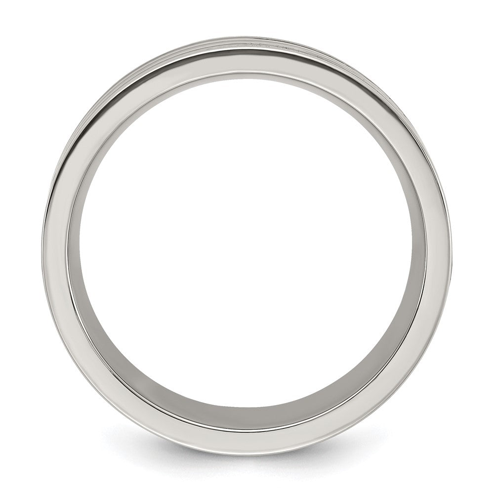 Chisel Titanium Polished with Black Resin and Wood Inlay 8mm Band Size - 8.5