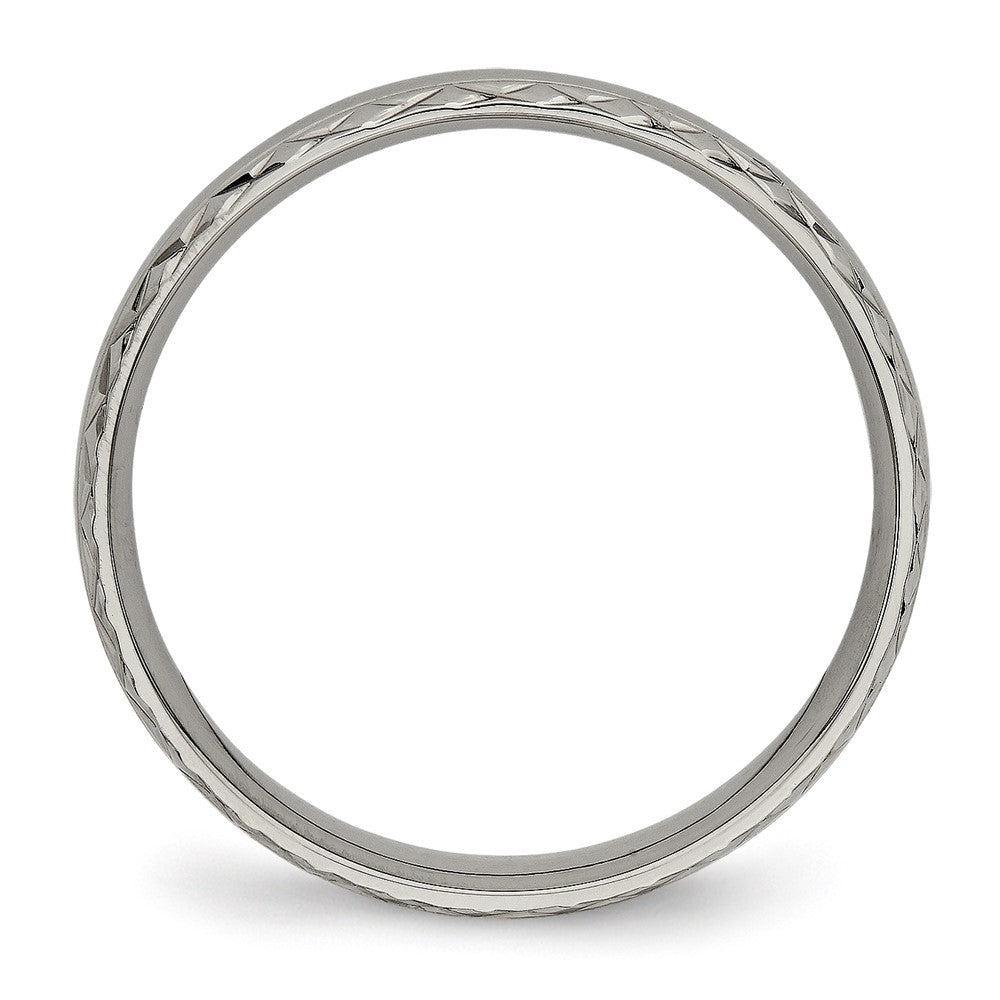 Titanium Polished Grooved 5mm Criss Cross Design Band Size - 8