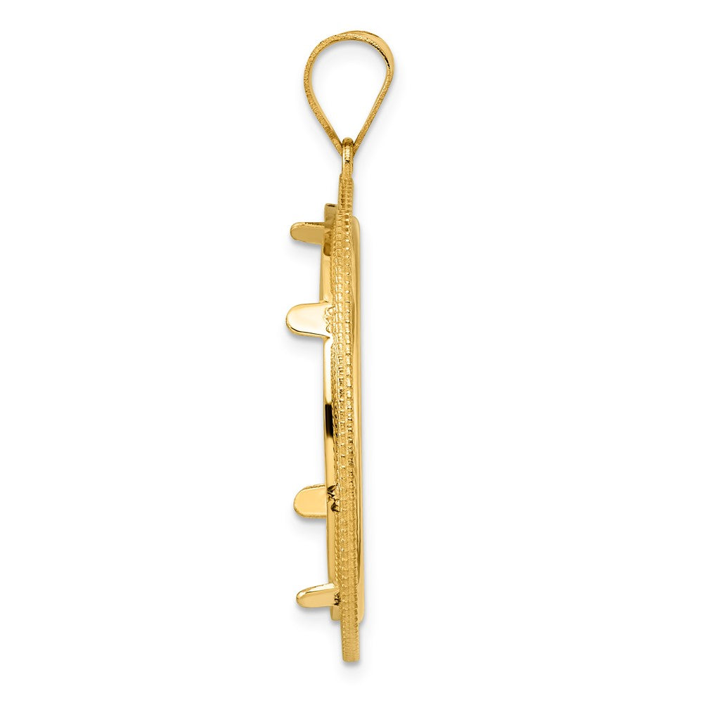 14k Polished Layered with 27.0mm Prong Coin Bezel Pendant