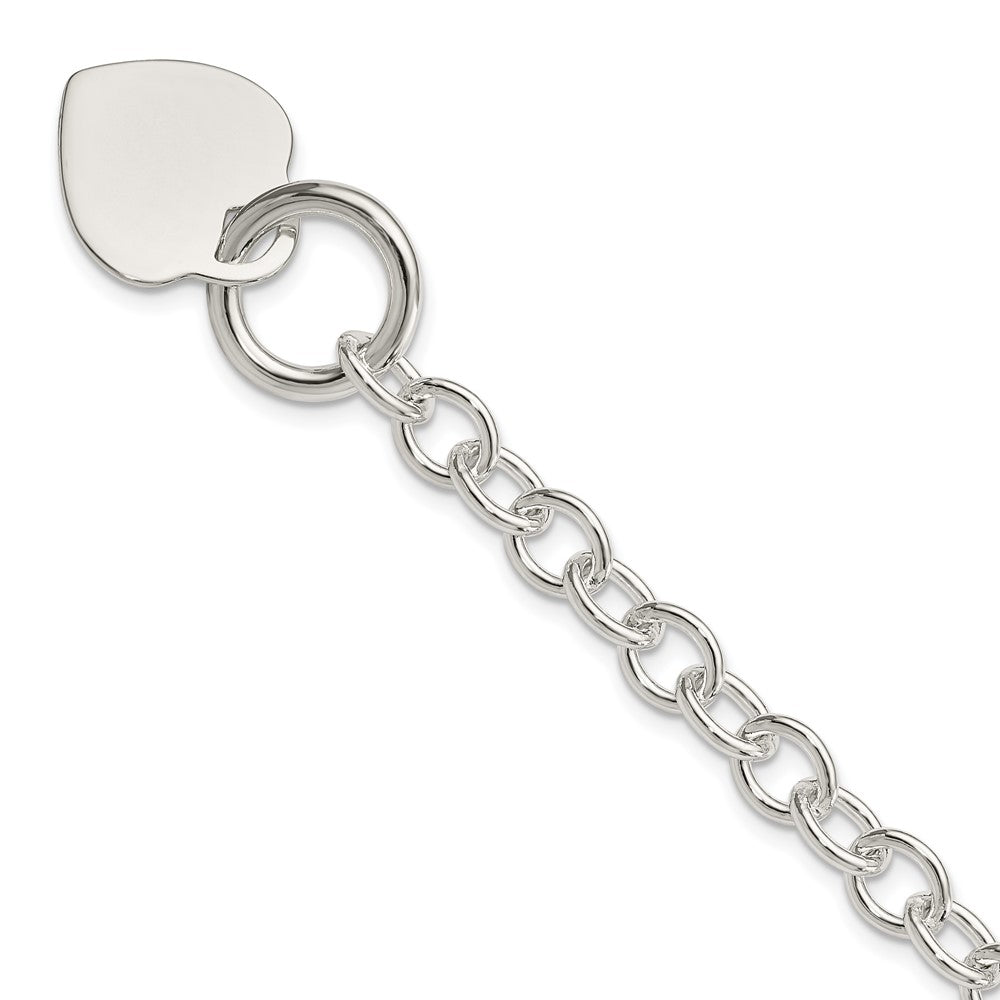 Sterling Silver Engraveable Heart Disc Toggle Bracelet 7.75 inches
