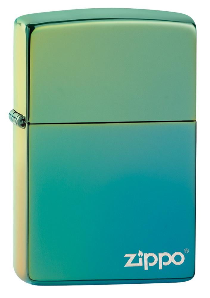 Zippo High Polish Teal Zippo Logo Pocket Lighter