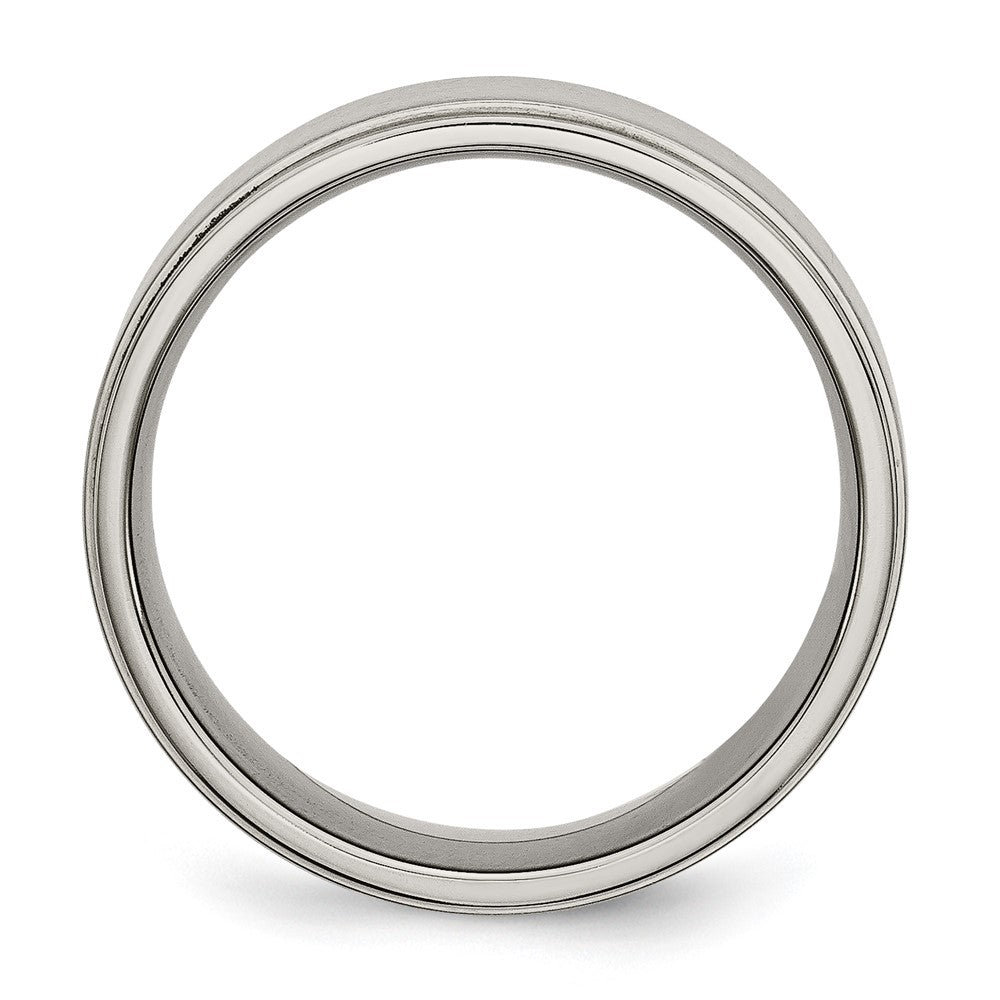 Titanium Brushed Center 8mm Ridged Edge Band Size - 13
