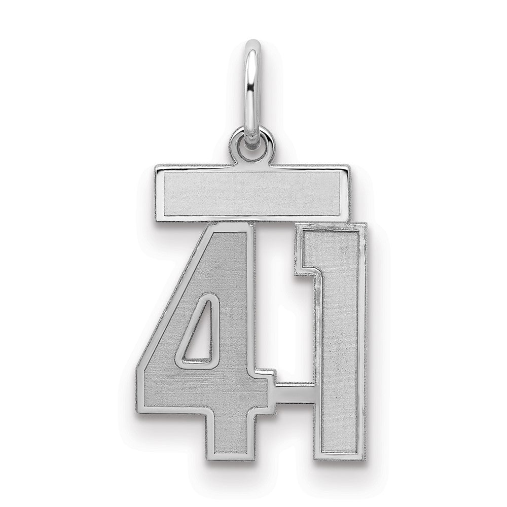 Sterling Silver/Rhodium-plated Satin Number 41 Charm