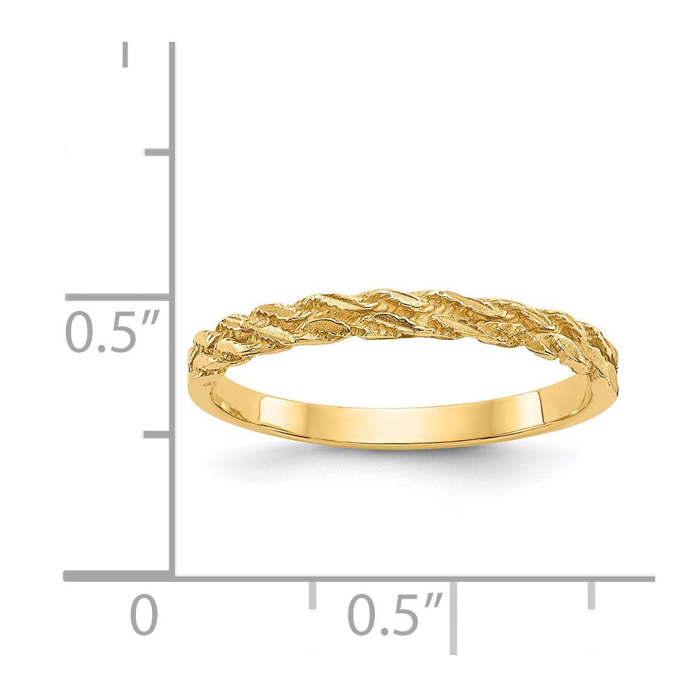 14k Diamond-cut Rope Ring size 7