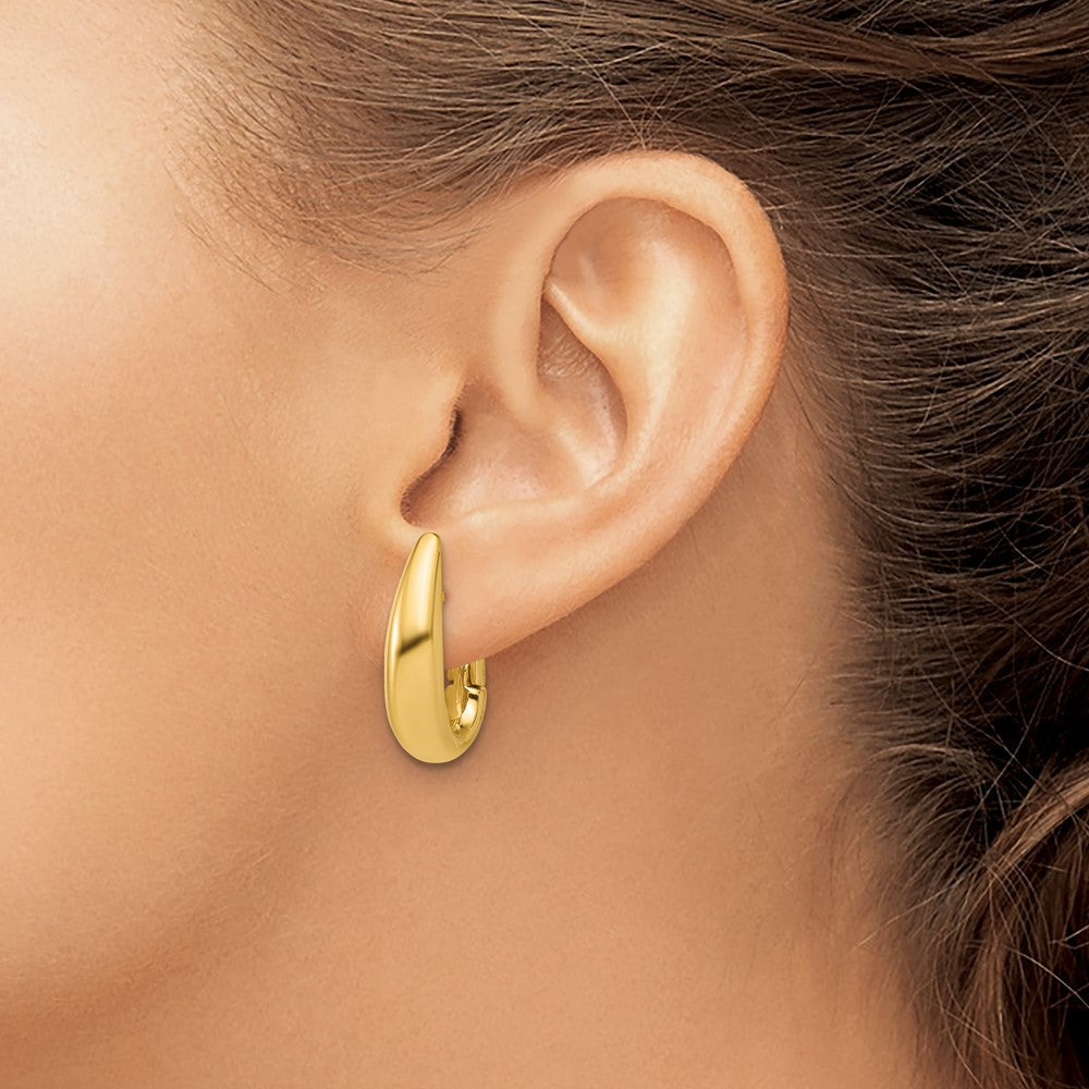 JBN 14K Polished Fancy Tapered Teardrop Hinged Hoop Earrings