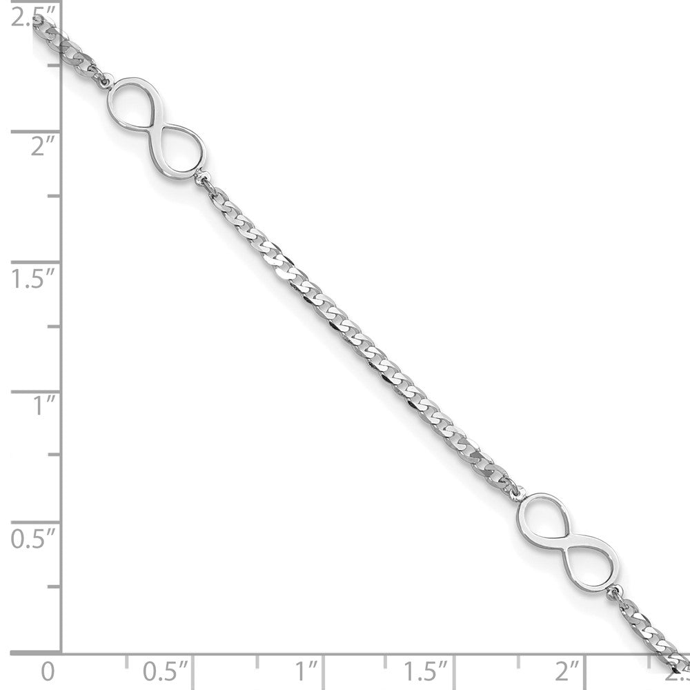14k White Gold Polished Infinity 9in Plus 1in ext. Anklet