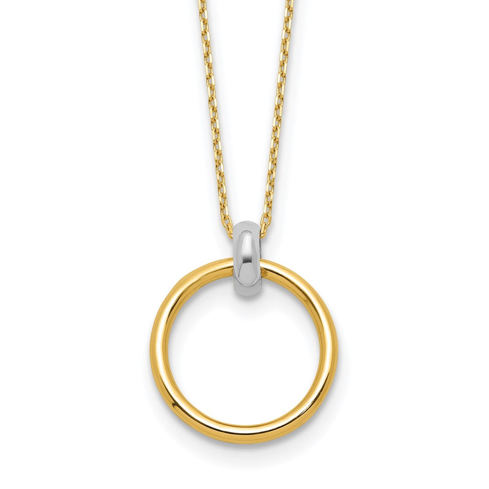 14K Two-tone Polished Circle Necklace