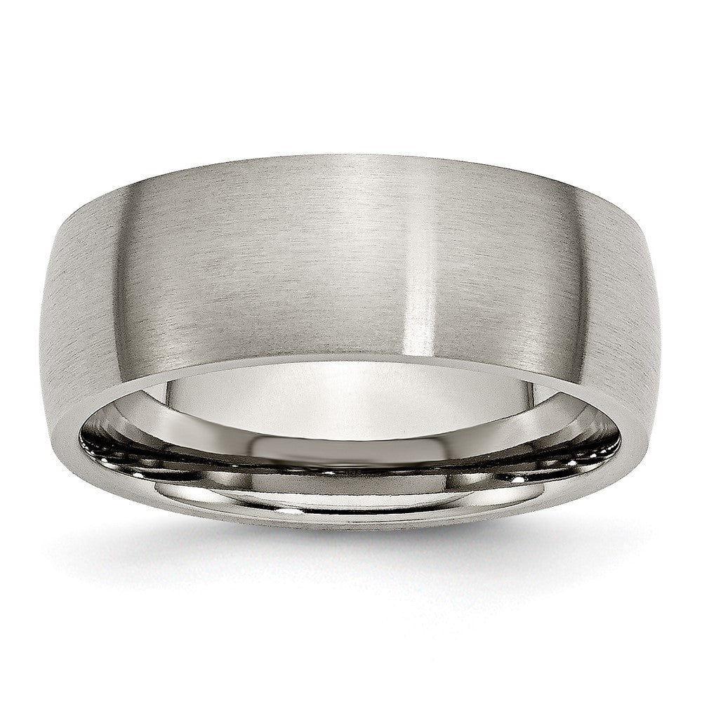 Titanium Brushed 8mm Half Round Band Size - 12.5