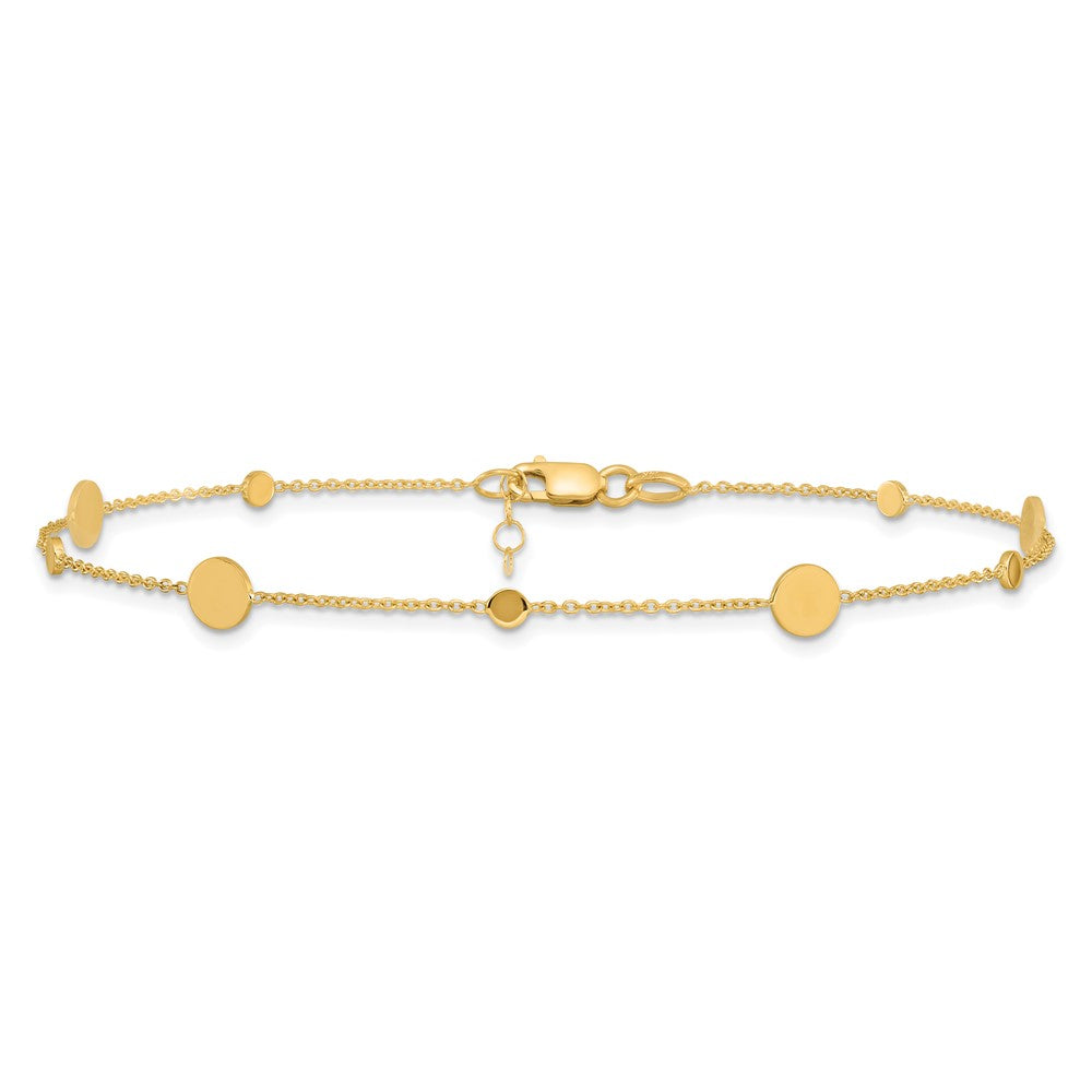 14k Polished Disc w/ 1in ext. Anklet