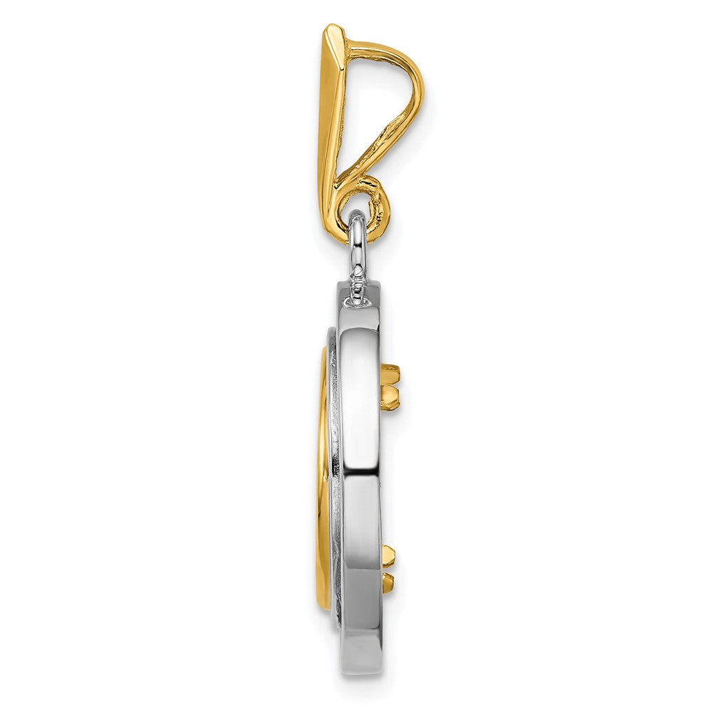 Wideband Distinguished Coin Jewelry 14k Two-tone Polished Channel Set Diamond 13.0mm Prong Coin Bezel Pendant Mounting