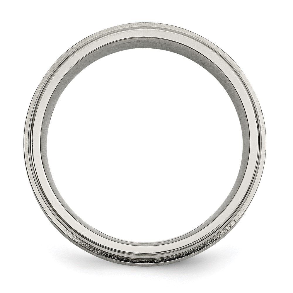 Titanium Brushed/Polished .05ct Diamond Rounded Edge 7mm Band Size - 12.5