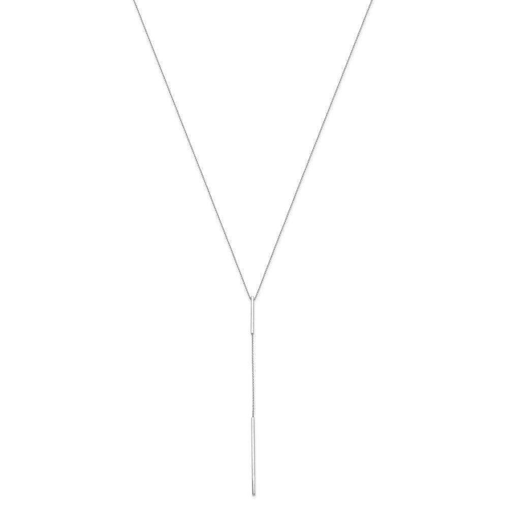 14K White Gold Polished Y-drop Bar w/ 1in ext. Necklace