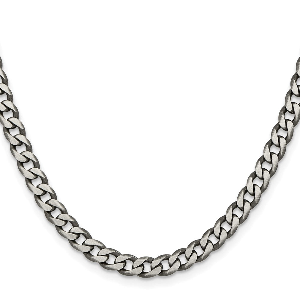 Sterling Silver Antiqued 6.0mm Curb Chain 28 Inches