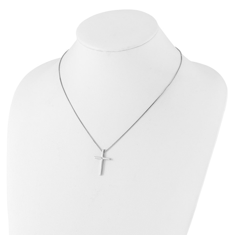 White Ice Sterling Silver Rhodium-plated 18 inch Diamond Cross Necklace plus 2 inch Extender 18 Inches