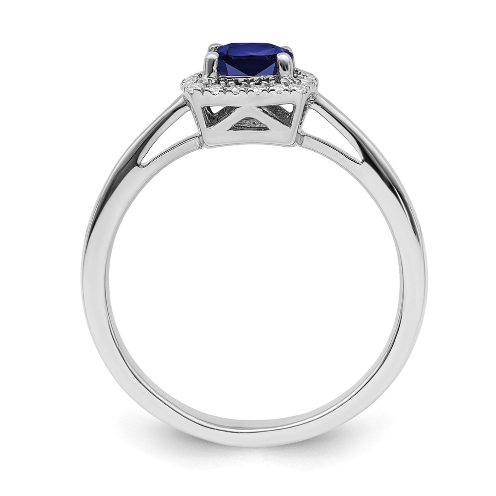 SS ANT Created Blue Sapphire and Diamond Ring