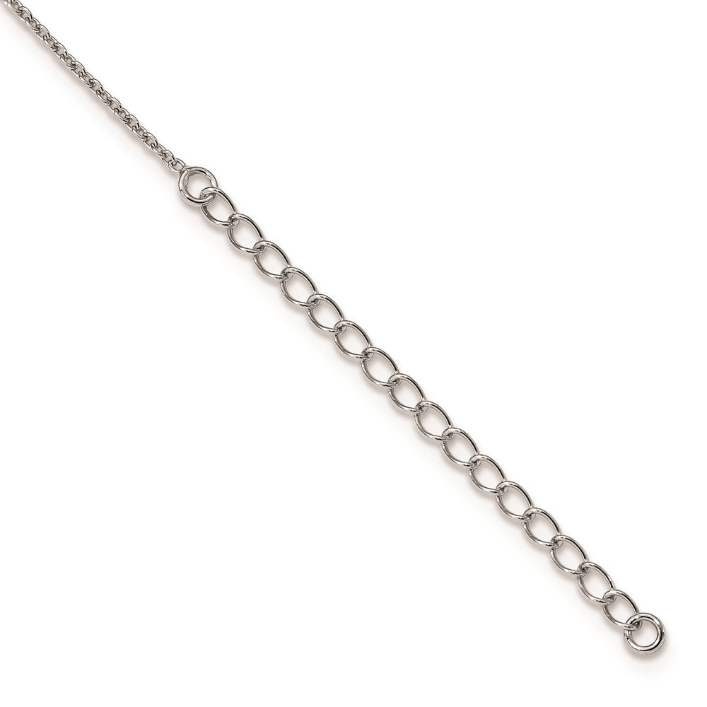 Brilliant Embers Sterling Silver Rhodium-plated 68 Stone 18 inch Micro Pav‚ Pink and White CZ Heart Necklace with 2 Inch Extender 18 Inches