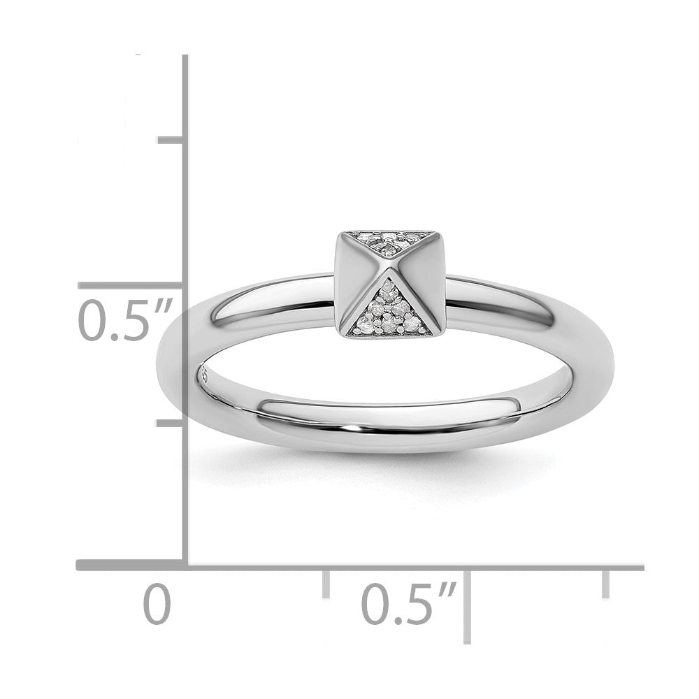 Sterling Silver Stackable Expressions Diamond Ring Size -8
