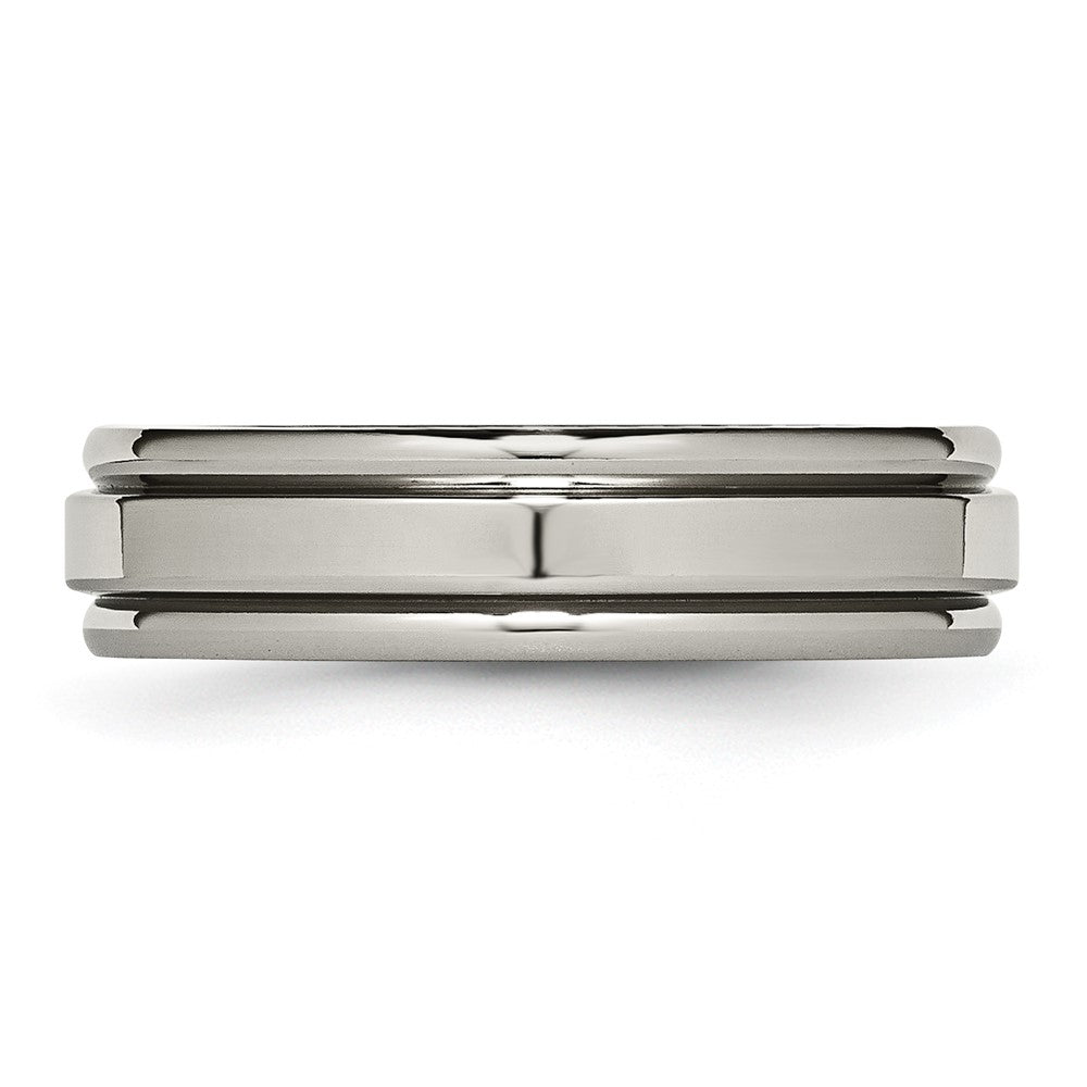 Titanium Polished 6mm Grooved Edge Band Size - 8