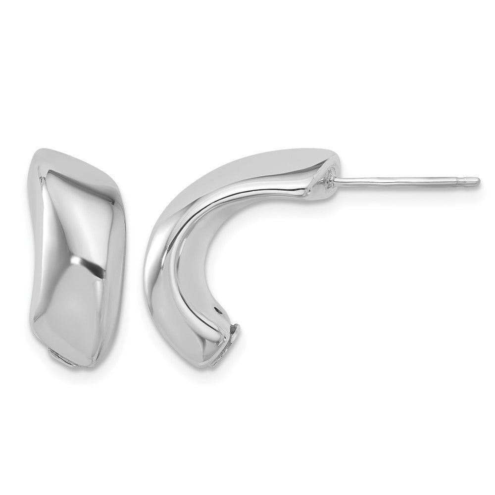 Sterling Silver Rhodium-plated Polished J-Hoop Earrings
