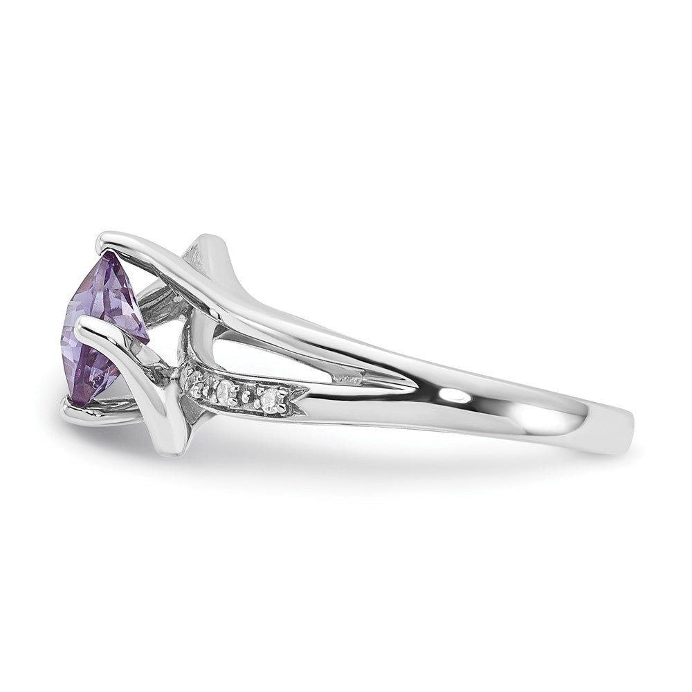 10K White Gold Simulated Alexandrite and Diamond Ring