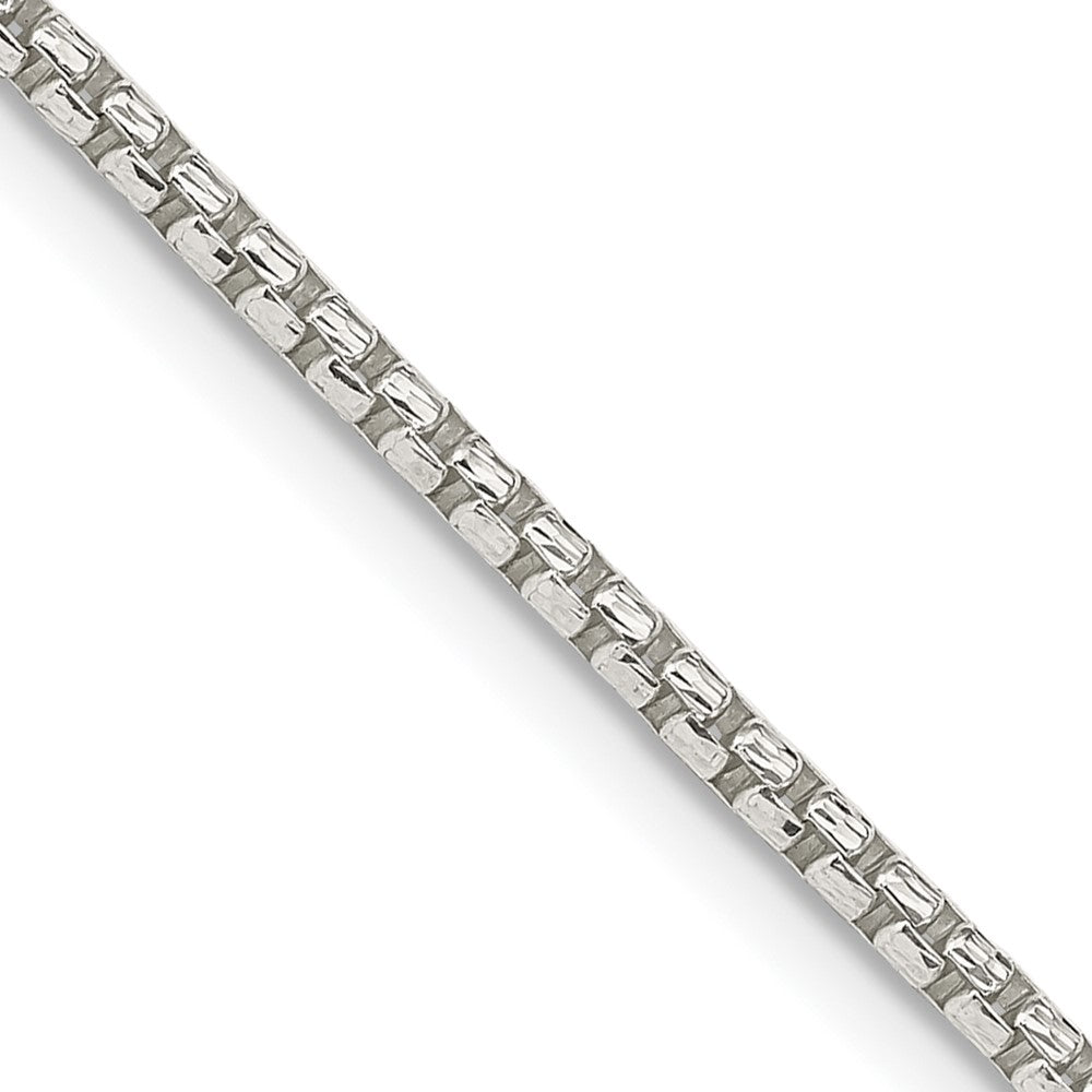 Sterling Silver 2mm Diamond-cut Round Box Chain 30 Inches