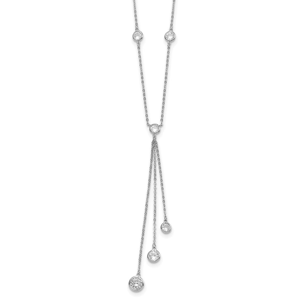 Sterling Silver Rhodium-plated CZ Y-Drop Necklace 18 Inches