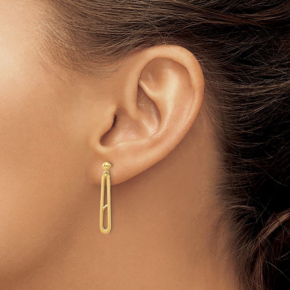 14K Polished Paperclip Dangle Earrings