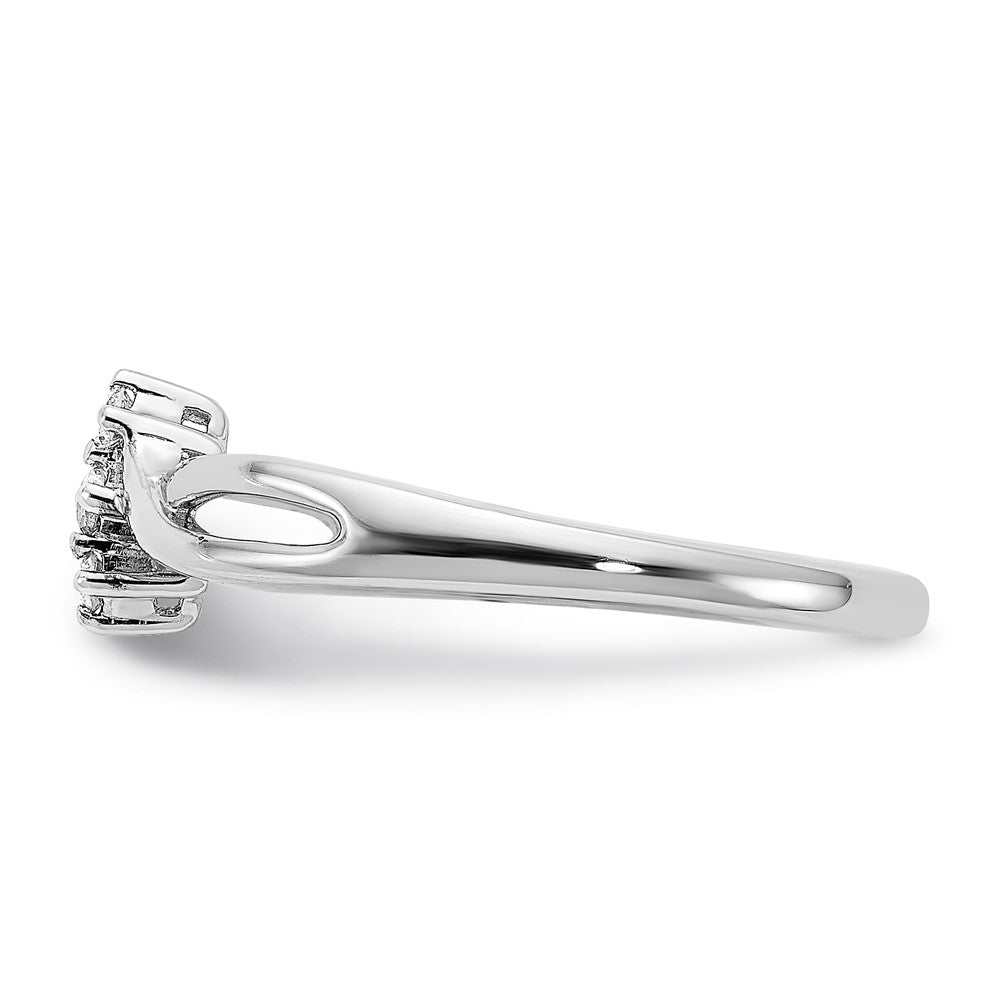 10k White Gold Polished Twisted 3 Stone Diamond Ring