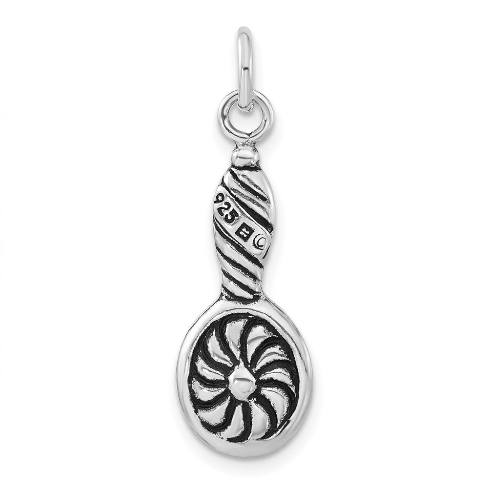 Sterling Silver Polished & Antiqued Vintage Hand Mirror Charm