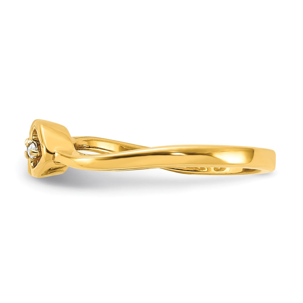 Sterling Silver Gold-tone Polished Diamond Hearts Ring