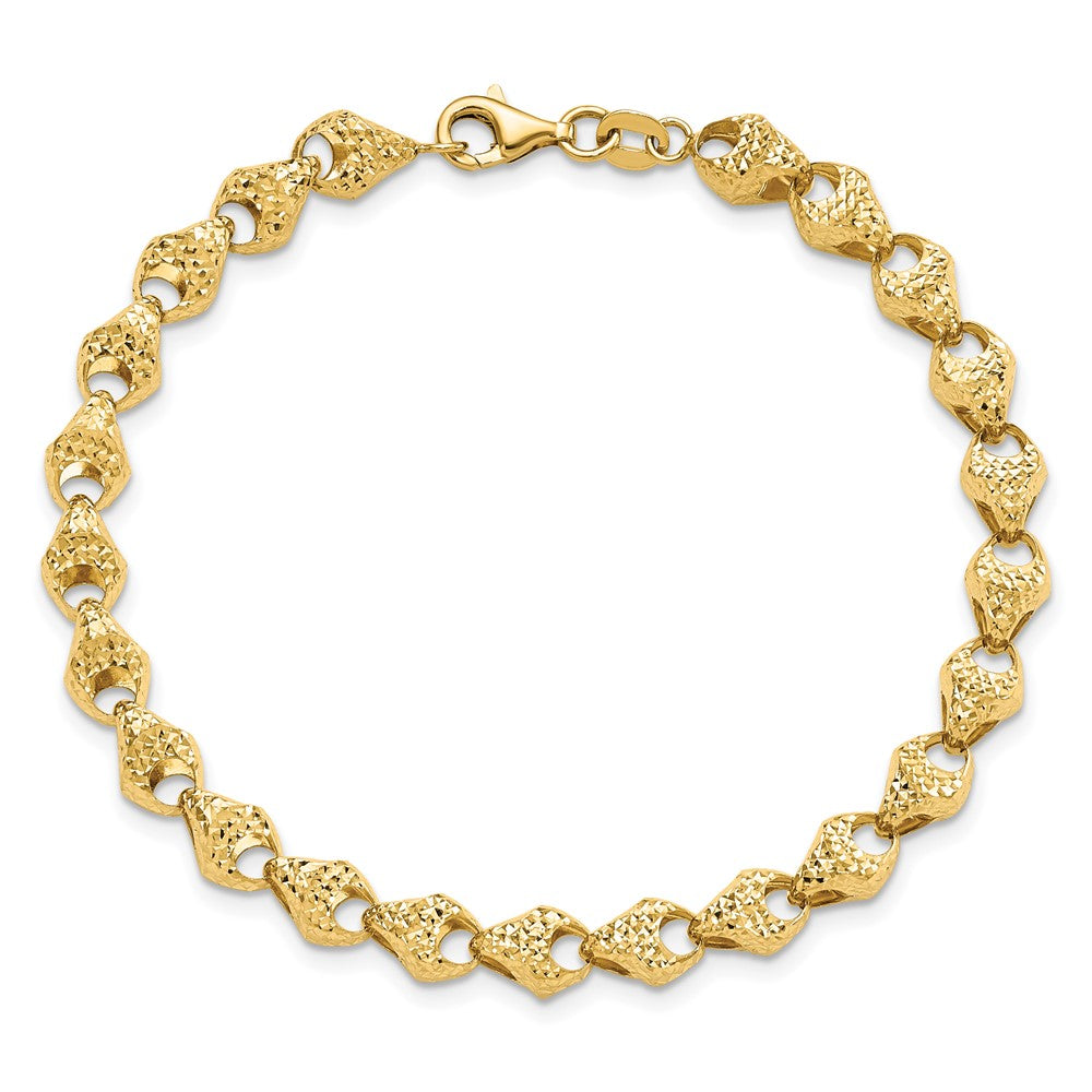 14K Diamond-cut Fancy Link Bracelet 7.5  inches