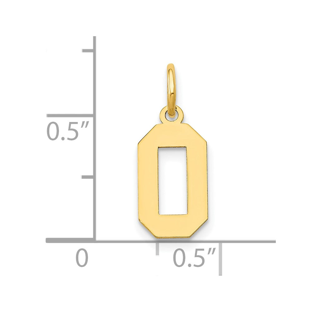 14k Small Polished Number 0 Charm