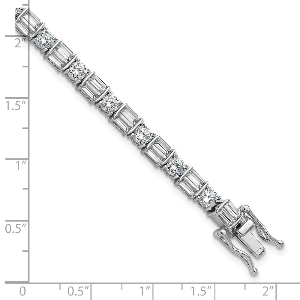 Sterling Shimmer Sterling Silver Rhodium-plated CZ 59 Stone 7.25 inch Bracelet 7.25 inches