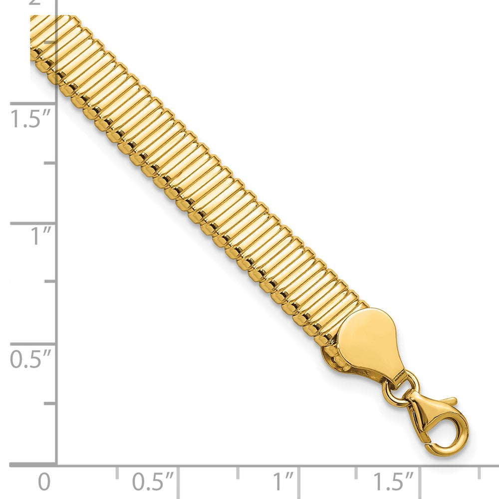 14K Polished Ridged Bracelet 7.5  inches